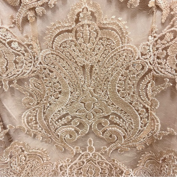 TFNC Paris Dress gold sequin sheer fully lined party mini dress size size 10 - Picture 8 of 15